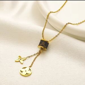 Chic Gold Pendant Necklace with Charms